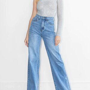 Vibrant Denim Studded Jeans - Medium Wash